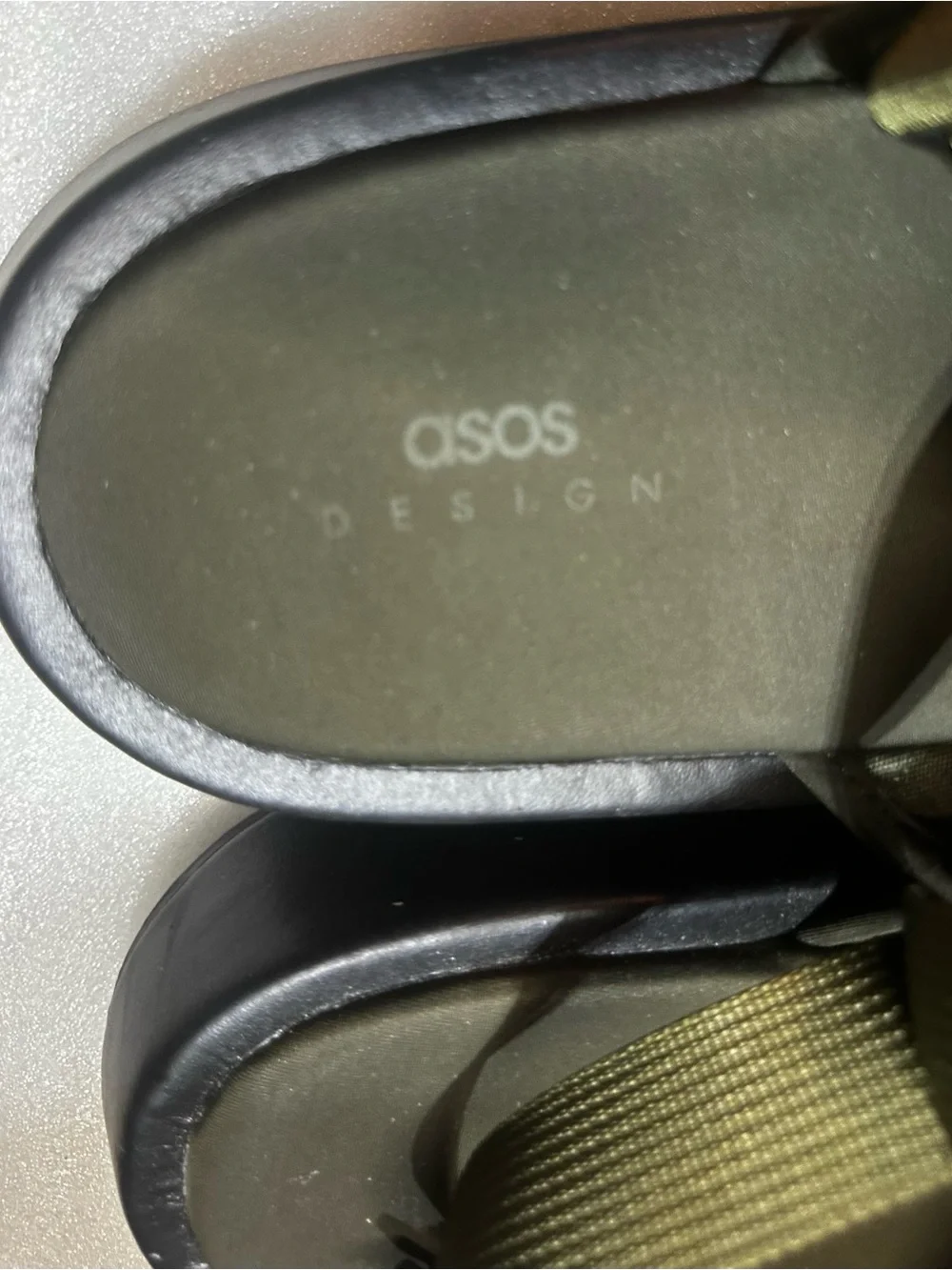 Men’s ASOS Olive Green Slide Sandals with Webbing Strap Sz 10
